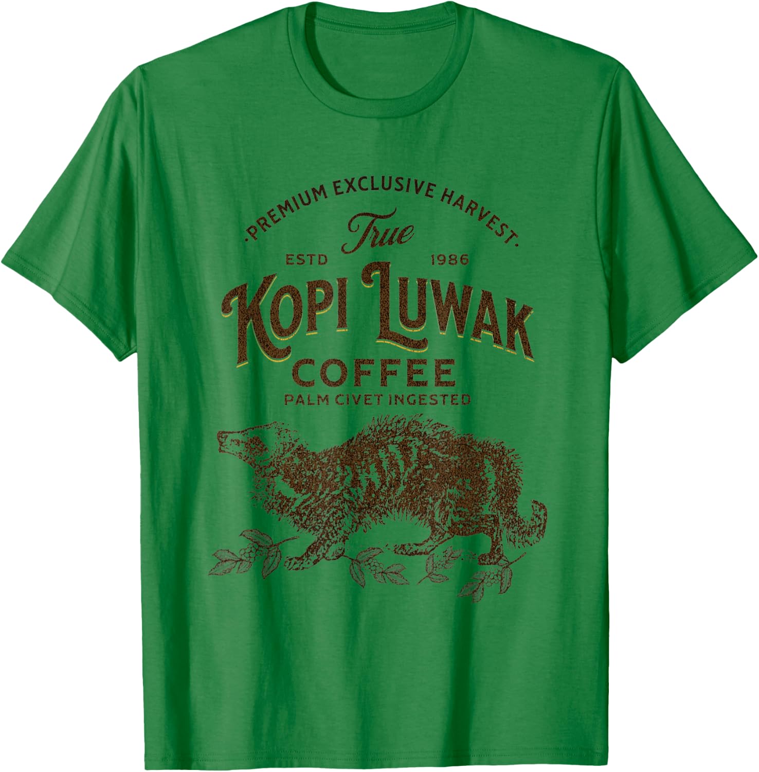 True Kopi Luwak Civet Coffee Expensive Coffee Lover T-Shirt - T-Shirt | Irish Green