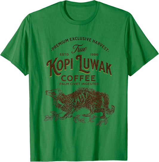 True Kopi Luwak Civet Coffee Expensive Coffee Lover T-Shirt - T-Shirt | Irish Green