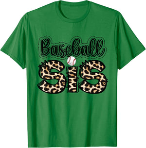 Vintage Sport Lover Sister Mothers Day Leopard Baseball Sis T-Shirt - T-Shirt | Irish Green