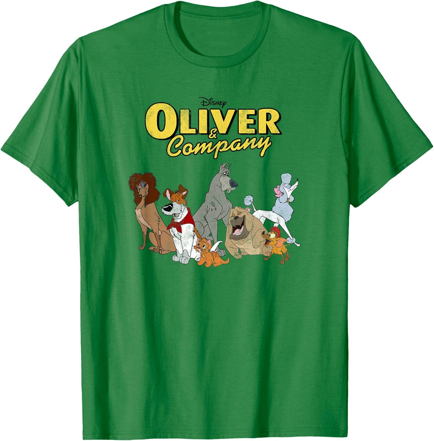 Disney Oliver & Company Group Shot Dog Gang Logo T-Shirt - T-Shirt | Irish Green