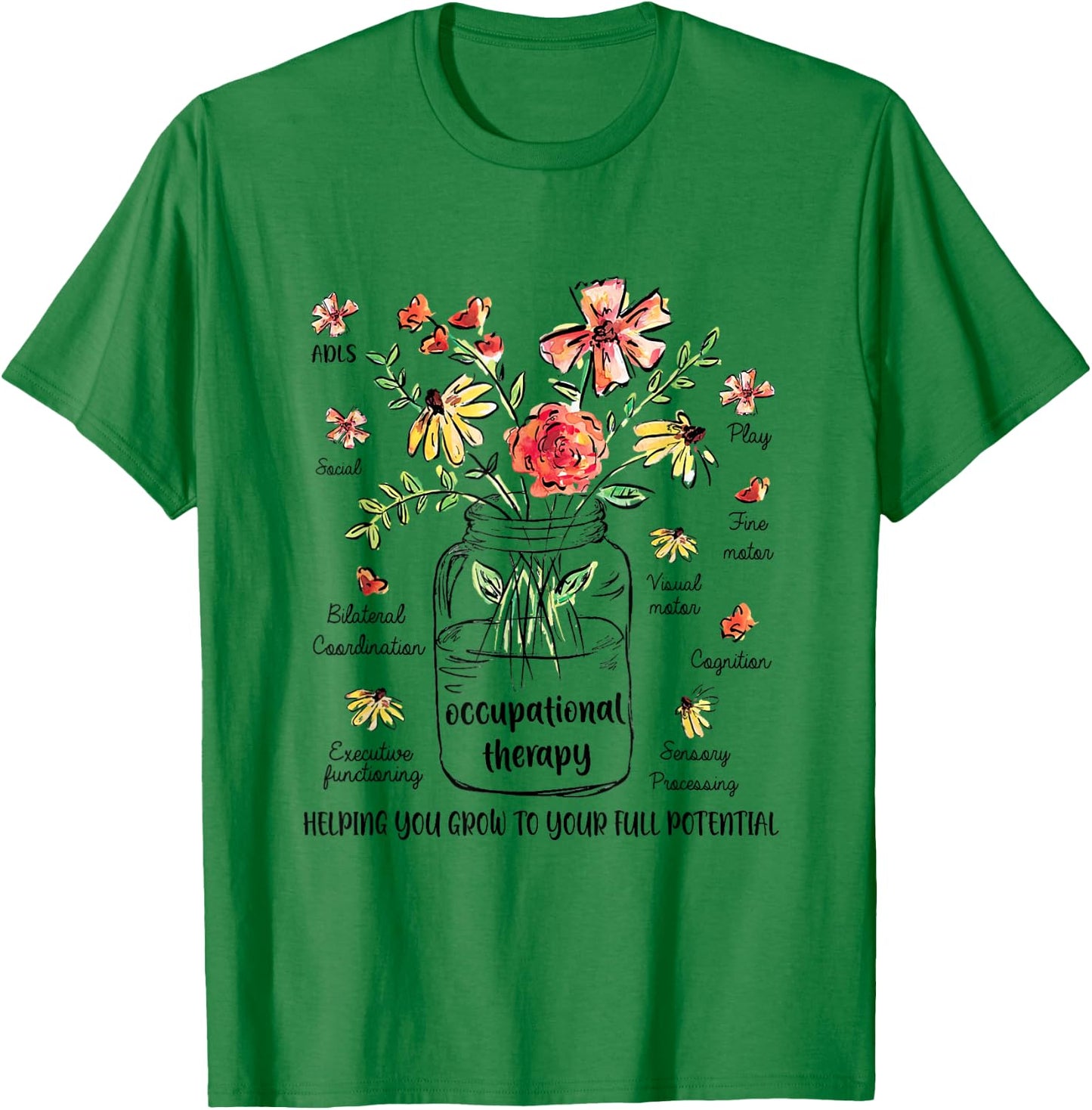 Retro Floral OT Occupational Therapist OT therapy women T-Shirt - T-Shirt | Irish Green