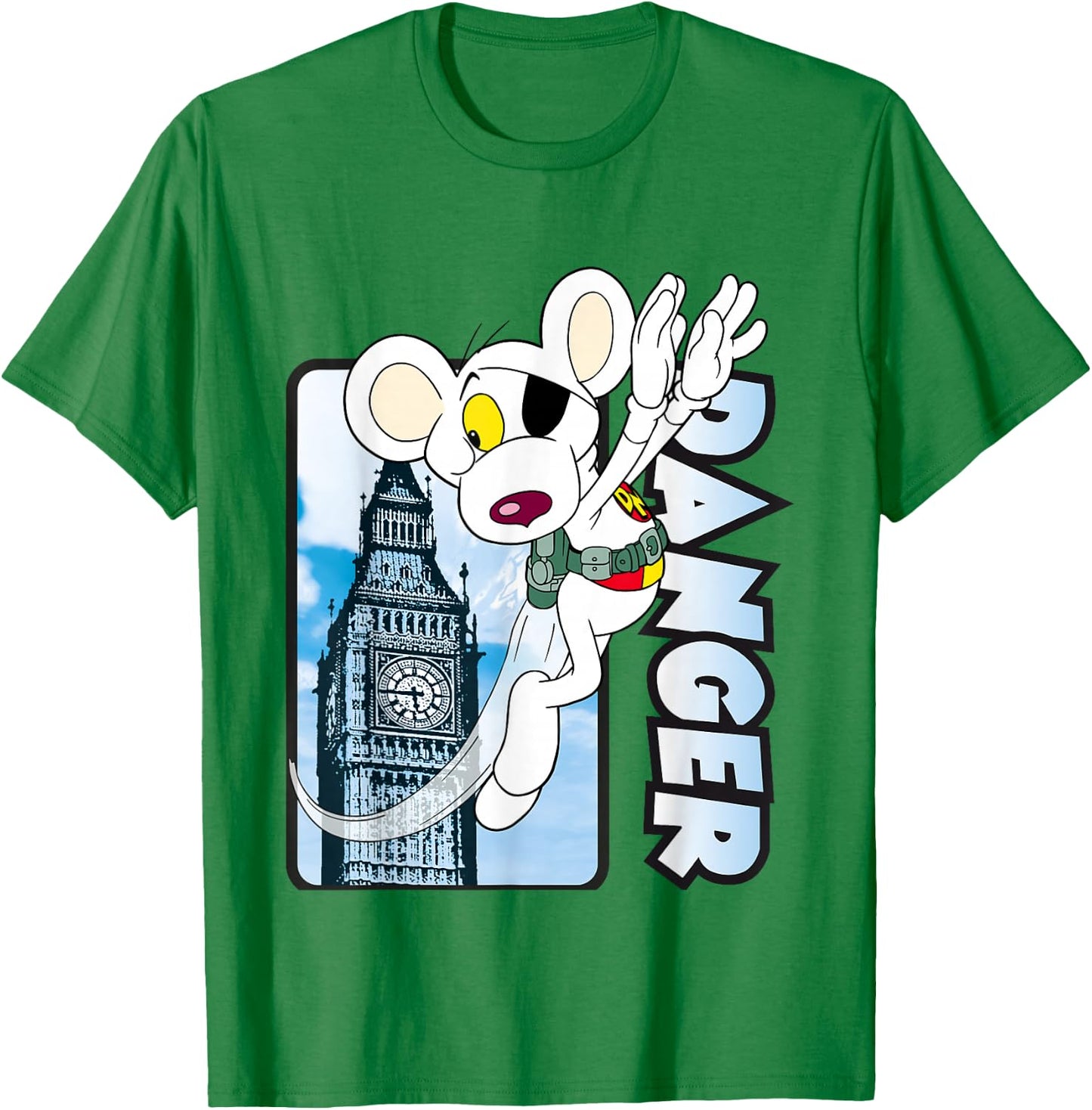 Danger Mouse Flying Past Big Ben T-Shirt - T-Shirt | Irish Green