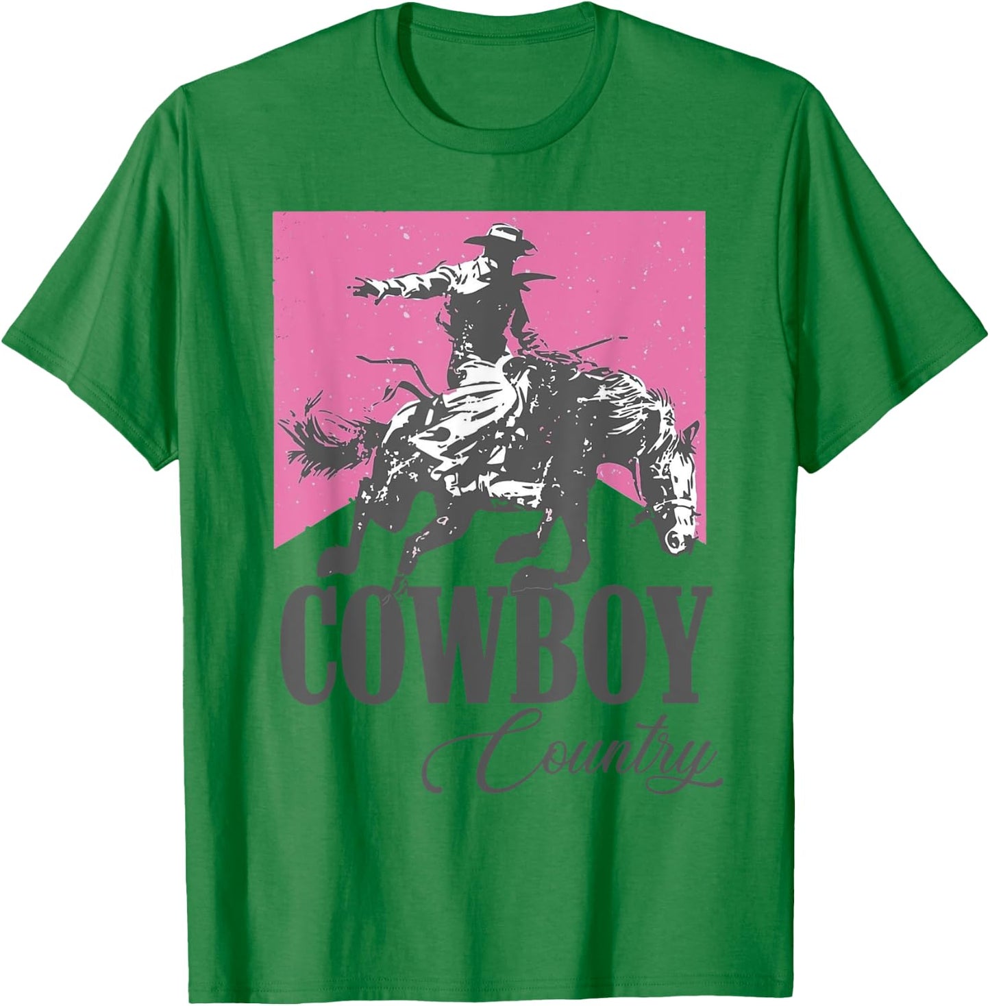 Funny Cowboys Riding Horses Retro Pink Style Western Country T-Shirt - T-Shirt | Irish Green