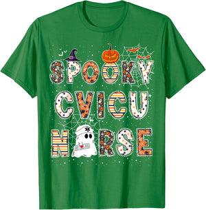 Spooky CVICU Nurse Halloween Costume Cardiovascular Nurse T-Shirt - T-Shirt | Irish Green