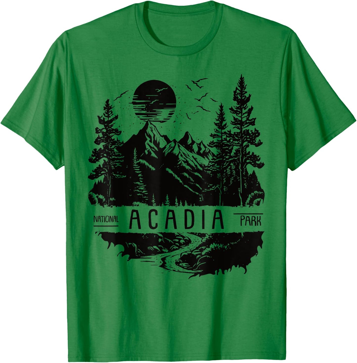 Retro Acadia National Park US Vintage Acadia T-Shirt - T-Shirt | Irish Green