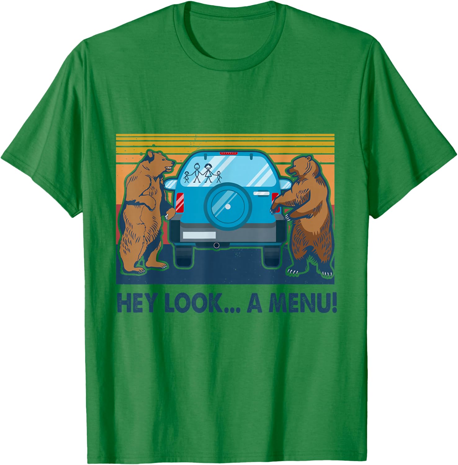 Hey Look A Menu Vintage Camping Camper Hiking Bear Outdoor T-Shirt - T-Shirt | Irish Green