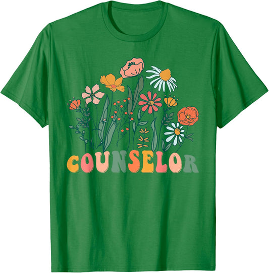 Groovy Wildflower Counselor T-Shirt - T-Shirt | Irish Green