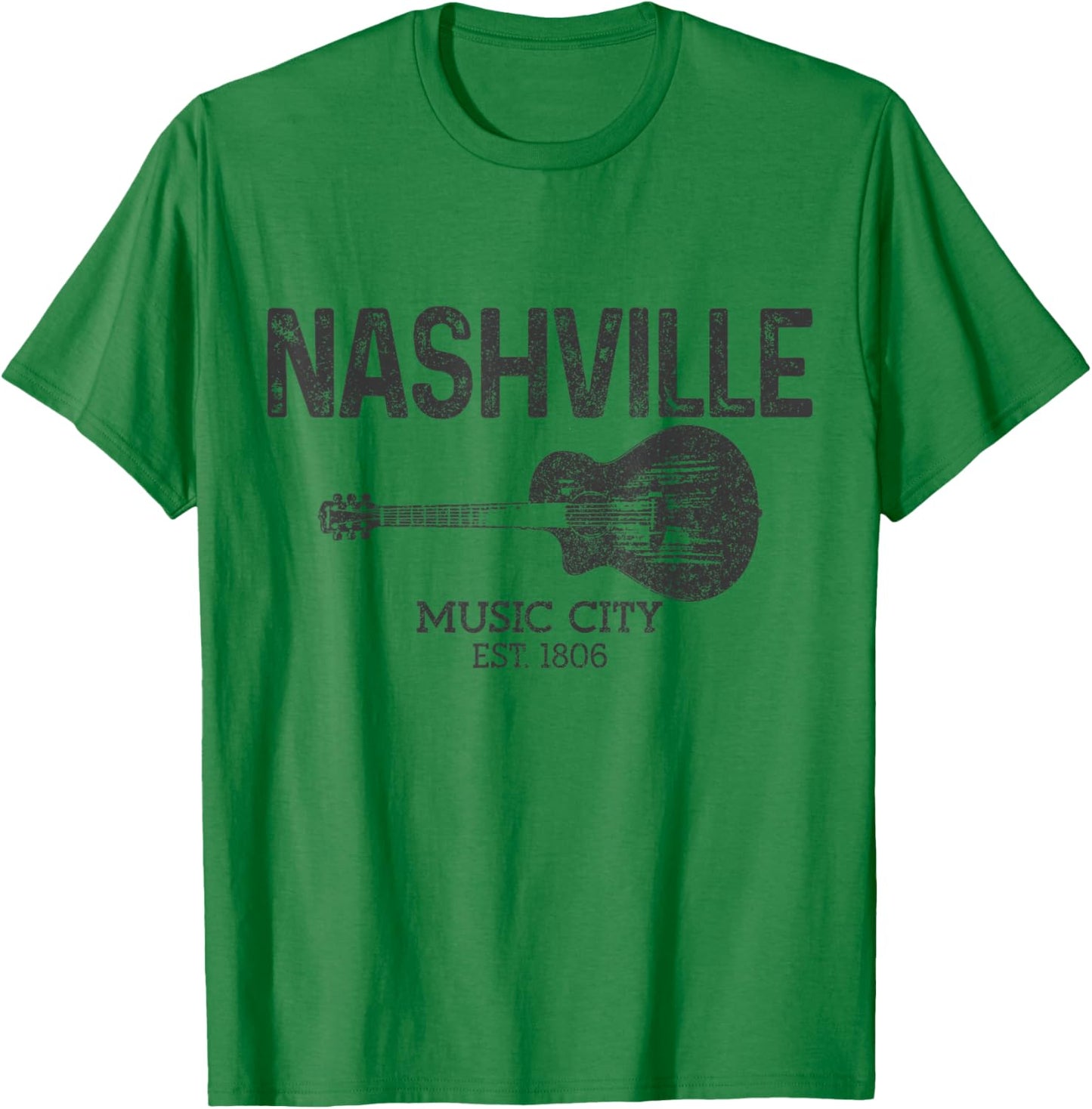 Nashville Est 1806 Guitar Vintage Country Music City T-Shirt - T-Shirt | Irish Green