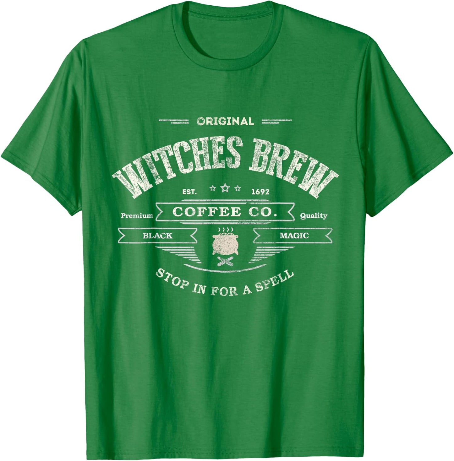 Funny WITCHES BREW 1692 Coffee Company Barista Magic Co T-Shirt - T-Shirt | Irish Green