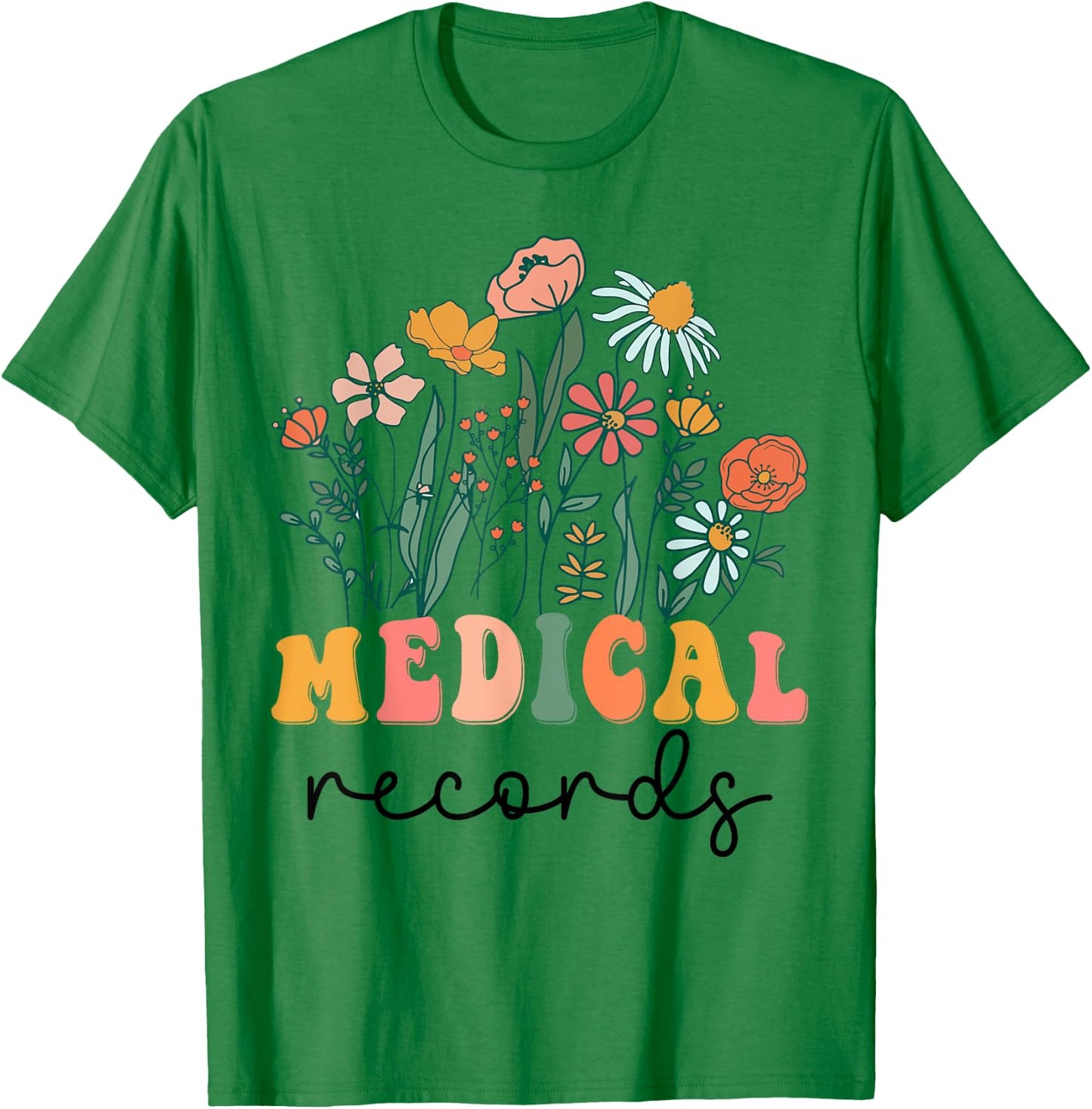 Groovy Wildflower Medical Records T-Shirt - T-Shirt | Irish Green