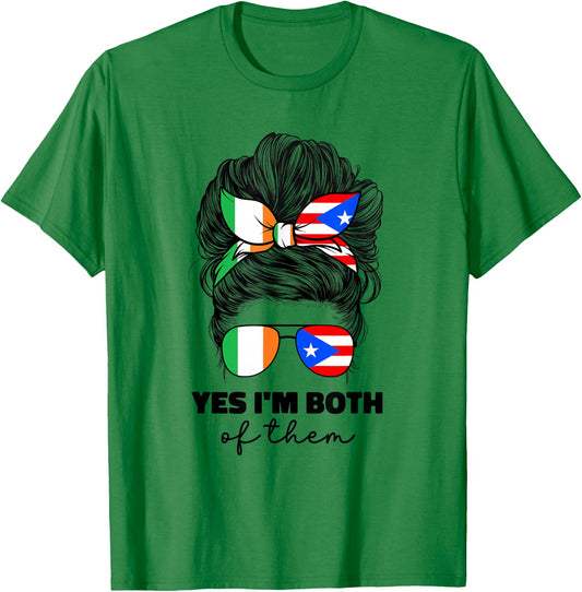 Half Irish And Puerto Rican Rico Ireland Flag Girl T-Shirt - T-Shirt | Irish Green