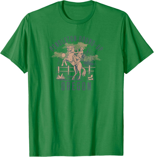 Pendleton Round-Up Oregon Rodeo Cowboy and Horse T-Shirt - T-Shirt | Irish Green