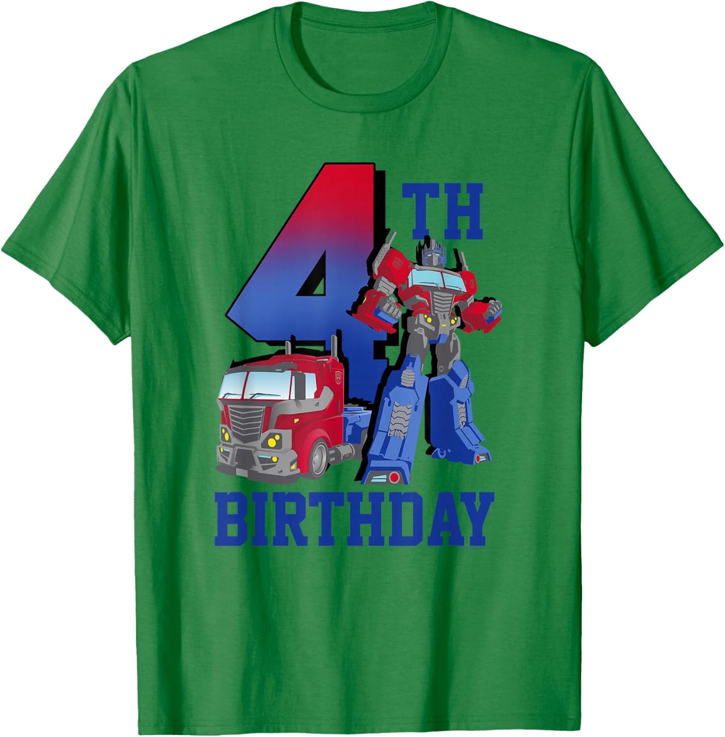 Transformers Optimus Prime 4th Birthday Gradient Fill Poster T-Shirt - T-Shirt | Irish Green