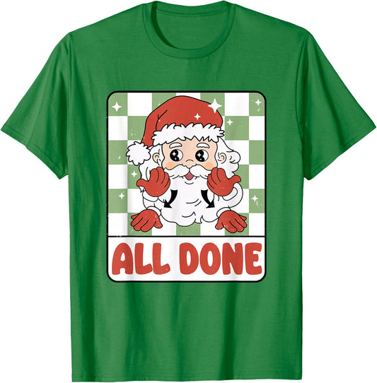 Retro Speech Therapy Christmas SLP All Done Sign Language T-Shirt - T-Shirt | Irish Green
