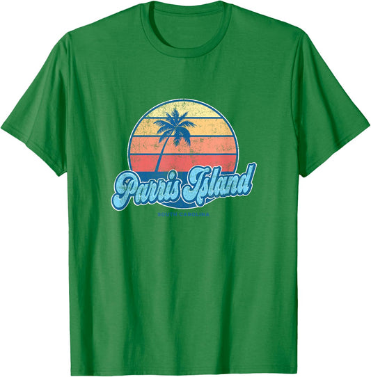 Vintage Parris Island South Carolina SC Classic 70s Retro Su T-Shirt - T-Shirt | Irish Green