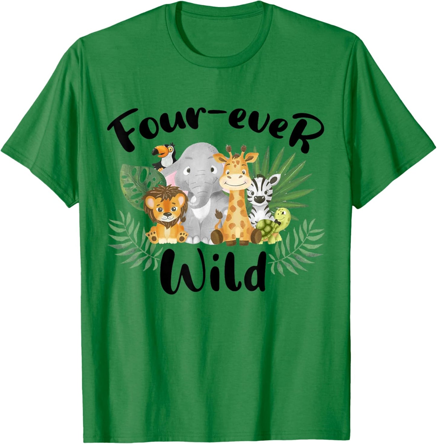 Kids Four-ever Wild 4th Birthday Boy Funny Animals Toddler T-Shirt - T-Shirt | Irish Green