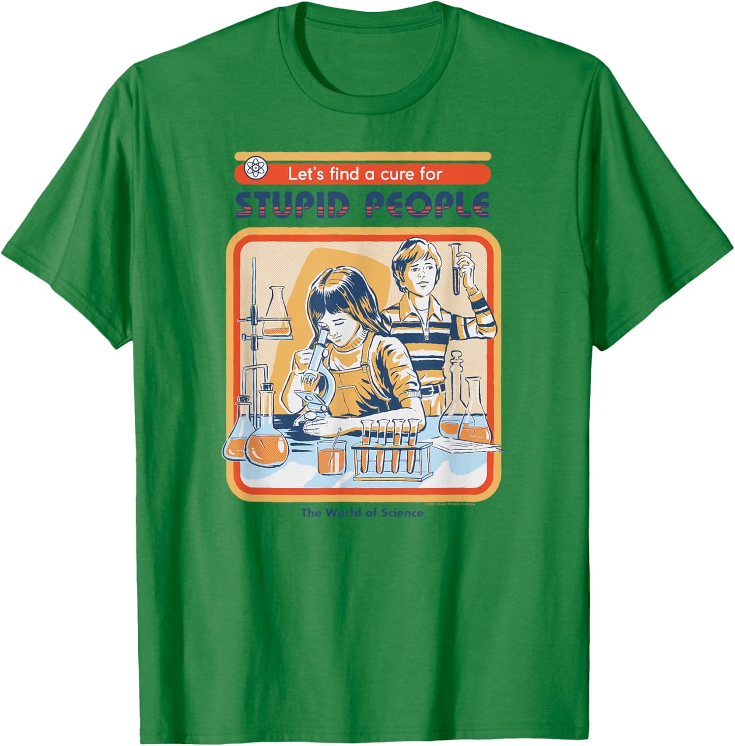 Steven Rhodes Let's Cure Stupid People Lab Retro Dark Humor T-Shirt - T-Shirt | Irish Green