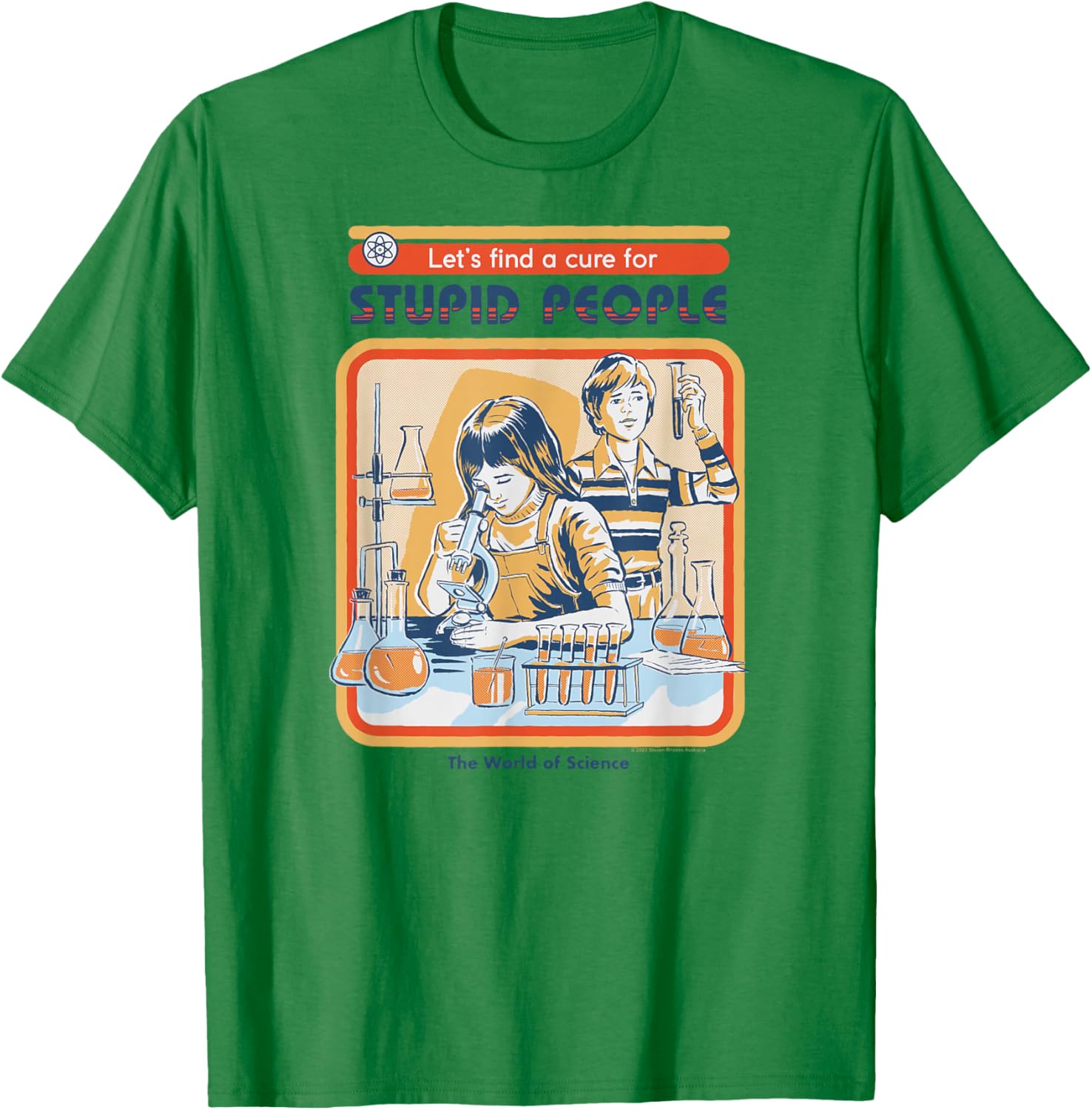 Steven Rhodes Let's Cure Stupid People Lab Retro Dark Humor T-Shirt - T-Shirt | Irish Green