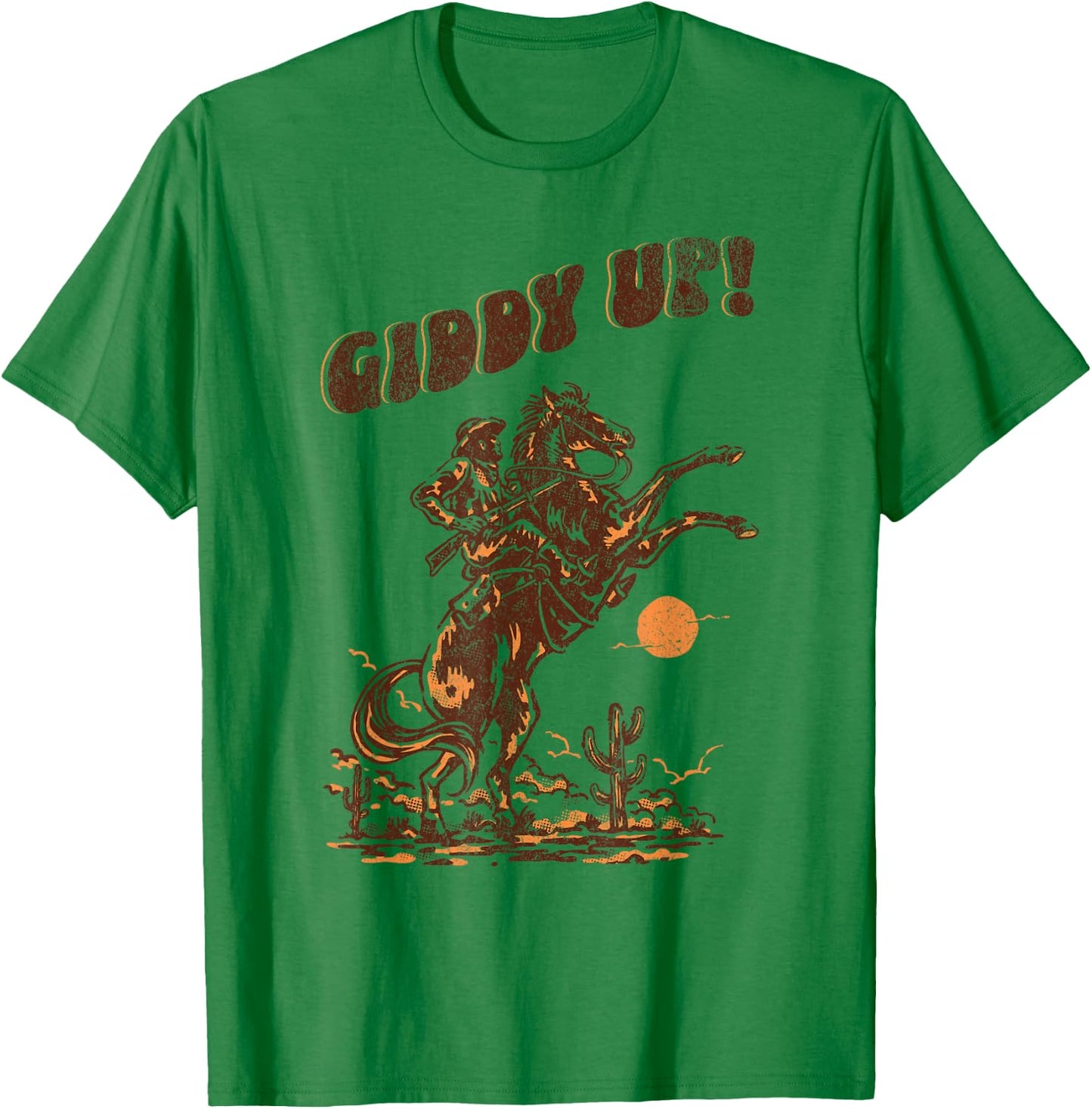Giddy Up Horse Western Boho Hippie Design T-Shirt - T-Shirt | Irish Green