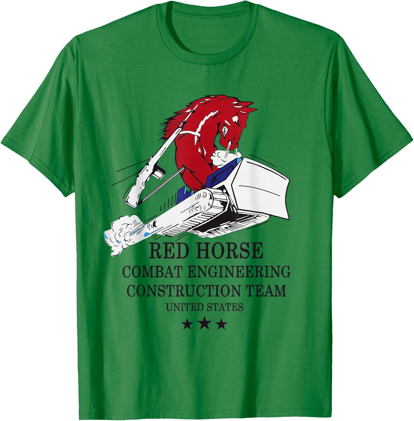 RED Horse Combat Engineer US Military T-Shirt - T-Shirt | Irish Green