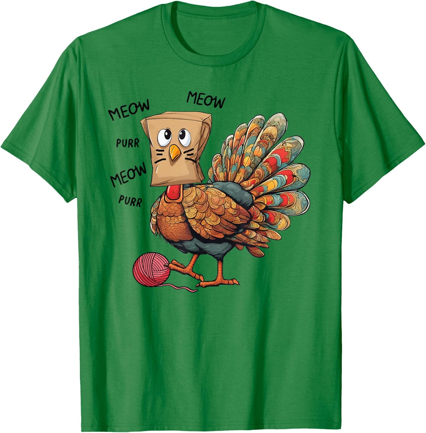 Thanksgiving Turkey Meow I'm a Cat Funny Thanksgiving Women Girls Kids T-Shirt - T-Shirt | Irish Green