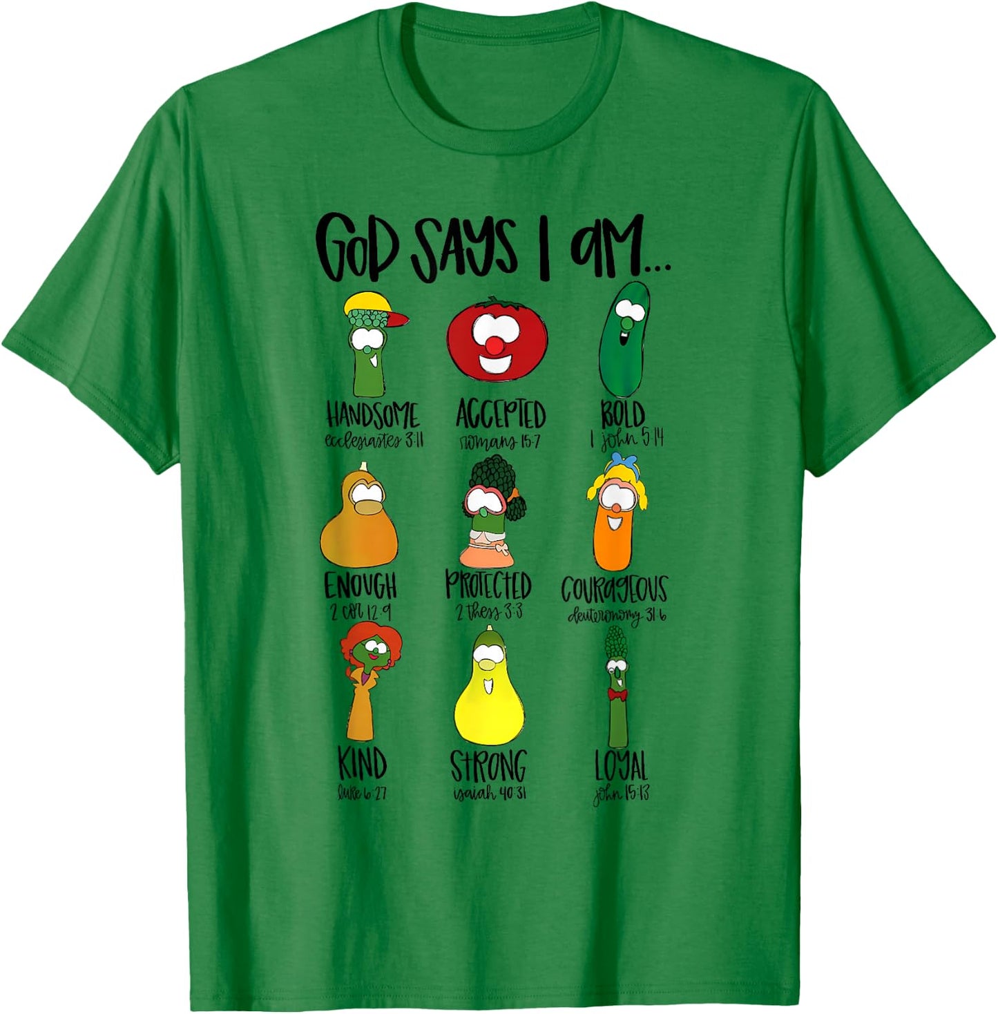 God Says Im Enough Vegetables Doodle Foodie Preppy Aesthetic T-Shirt - T-Shirt | Irish Green