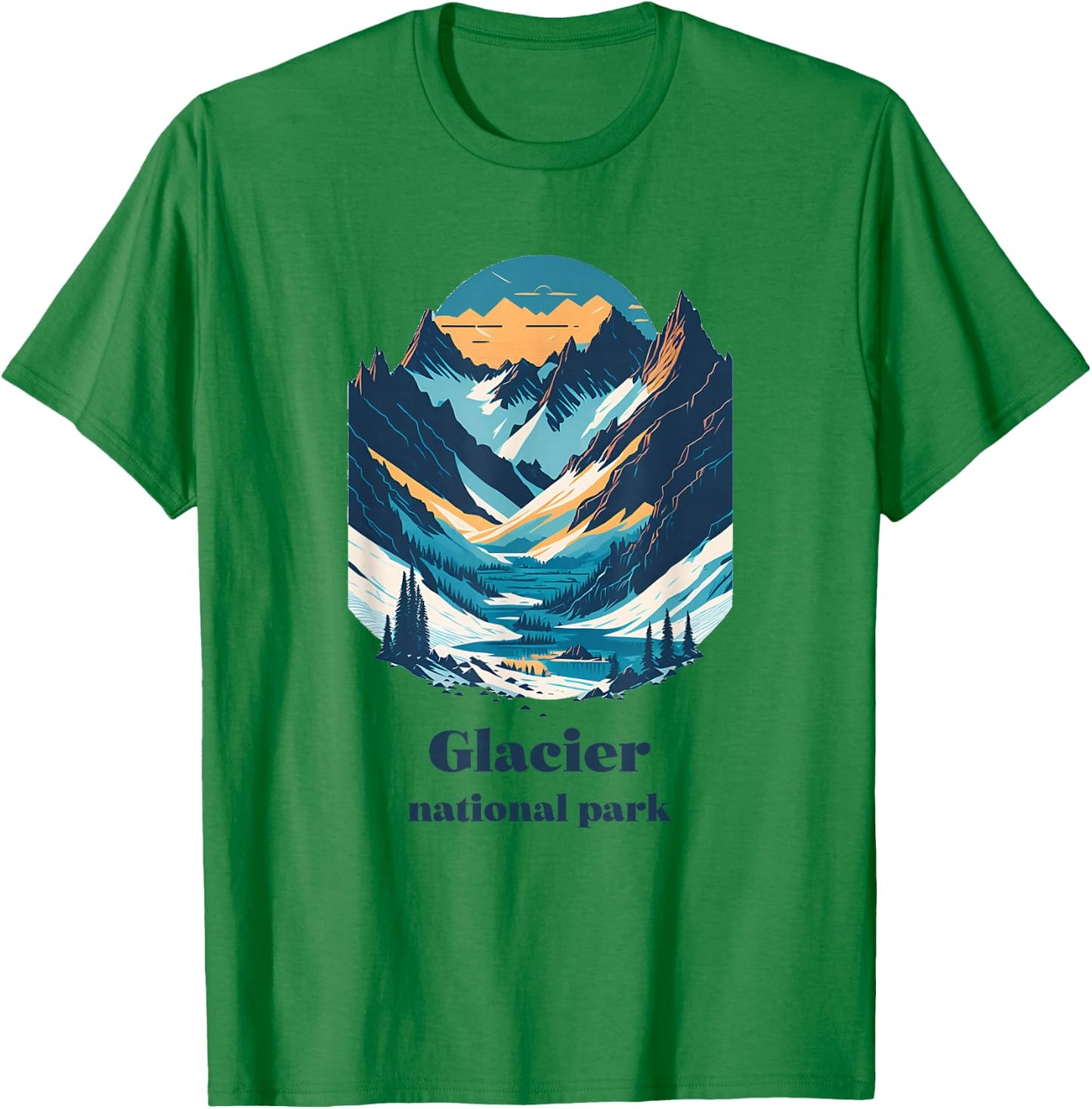 Glacier National Park Montana Cool Retro Style T-Shirt - T-Shirt | Irish Green