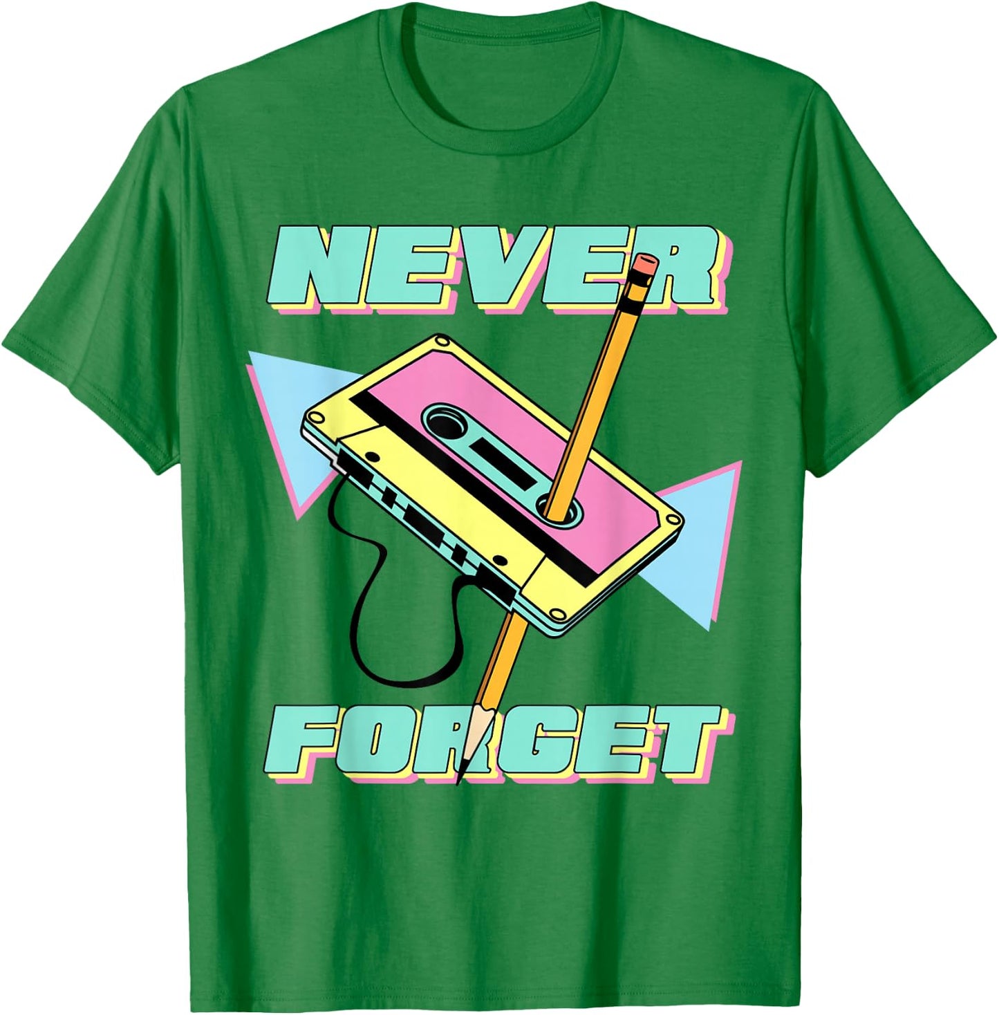 90s Party Costume 80s Never Forget Retro Cassette T-Shirt - T-Shirt | Irish Green