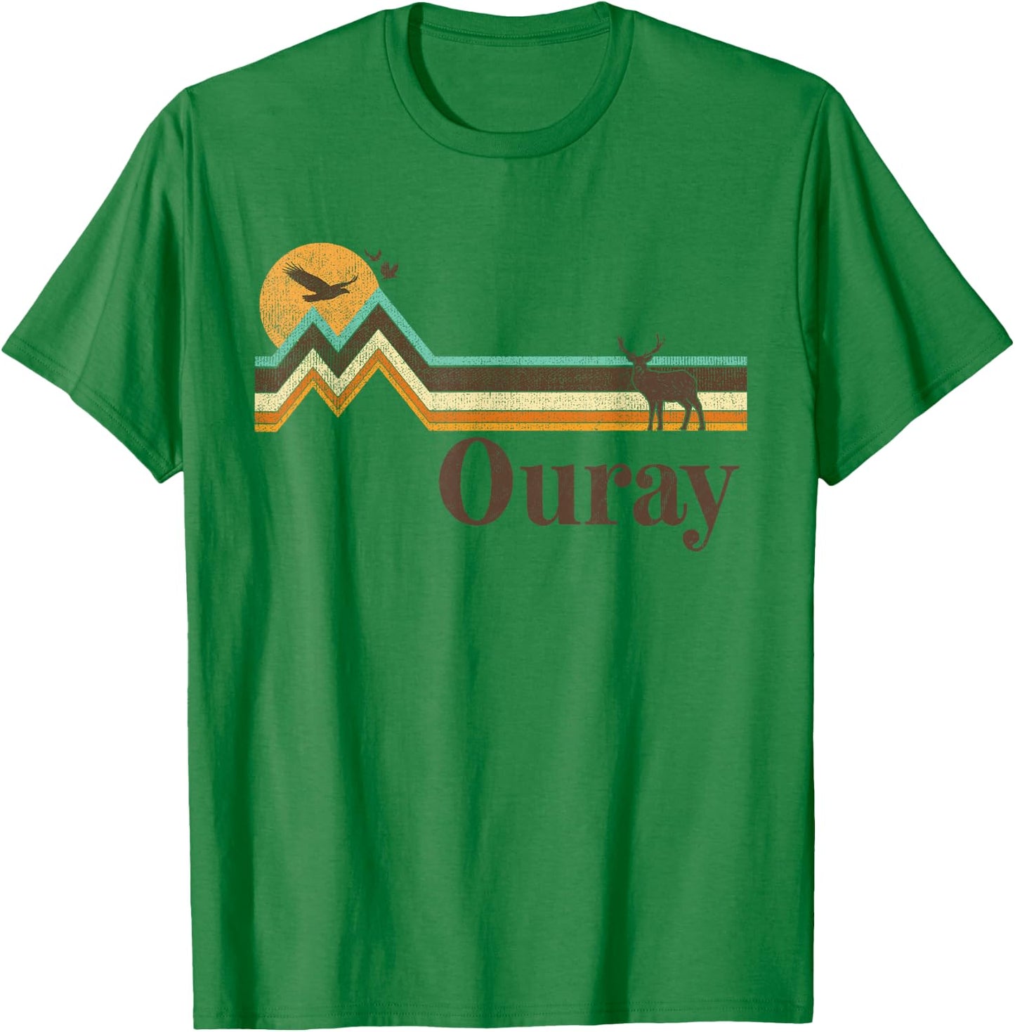 Ouray Colorado 70s 80s Retro Vintage Men Women Distressed T-Shirt - T-Shirt | Irish Green