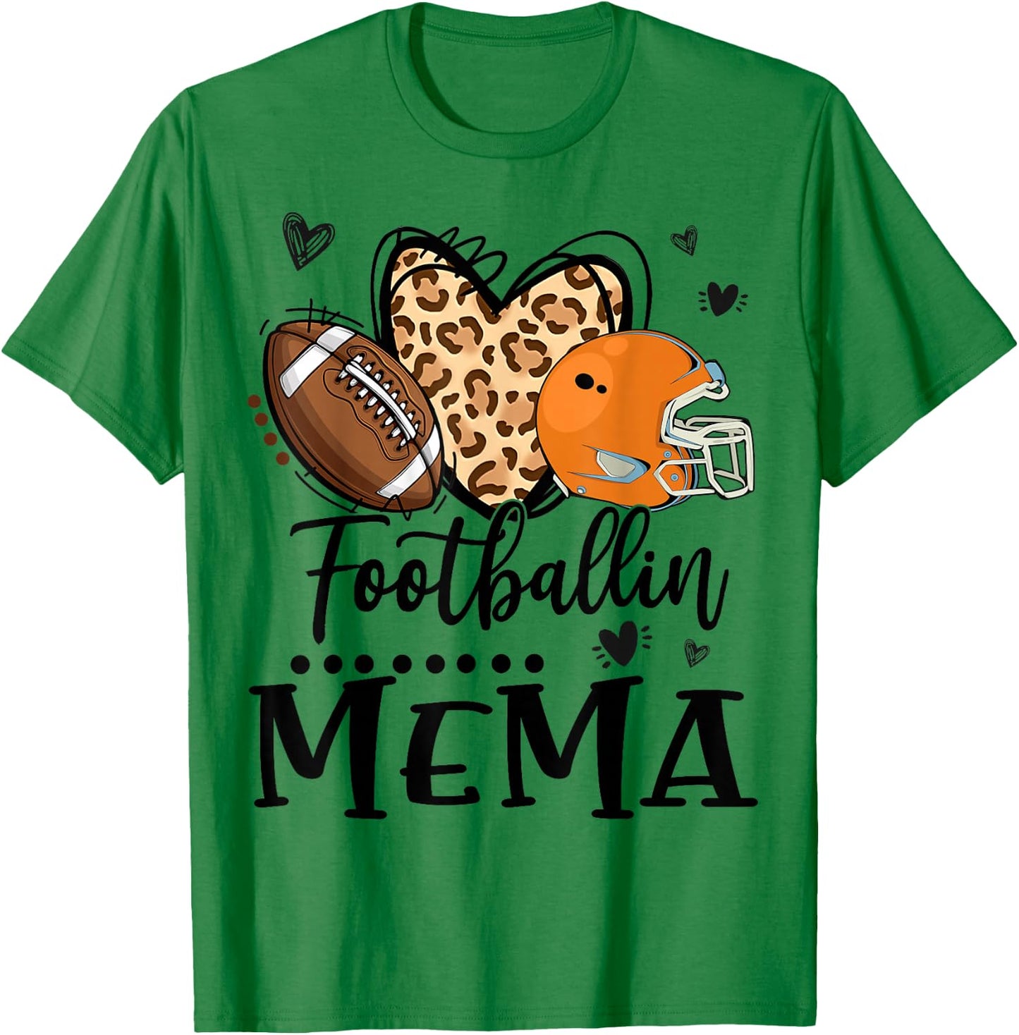 Football Mema Football Player Leopard Pattern Football T-Shirt - T-Shirt | Irish Green