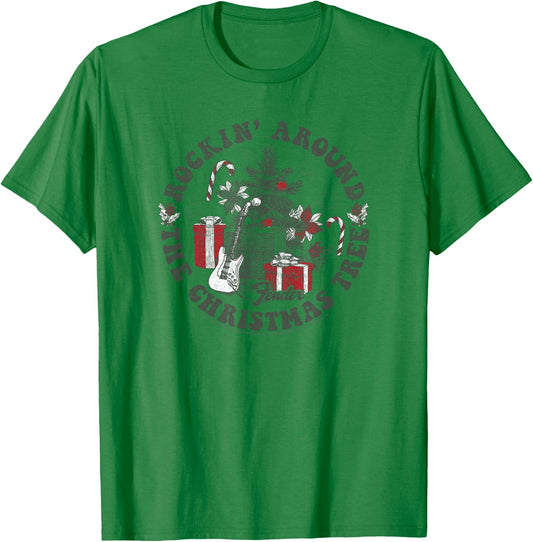 Fender Christmas Rockin' Around The Christmas Tree T-Shirt - T-Shirt | Irish Green