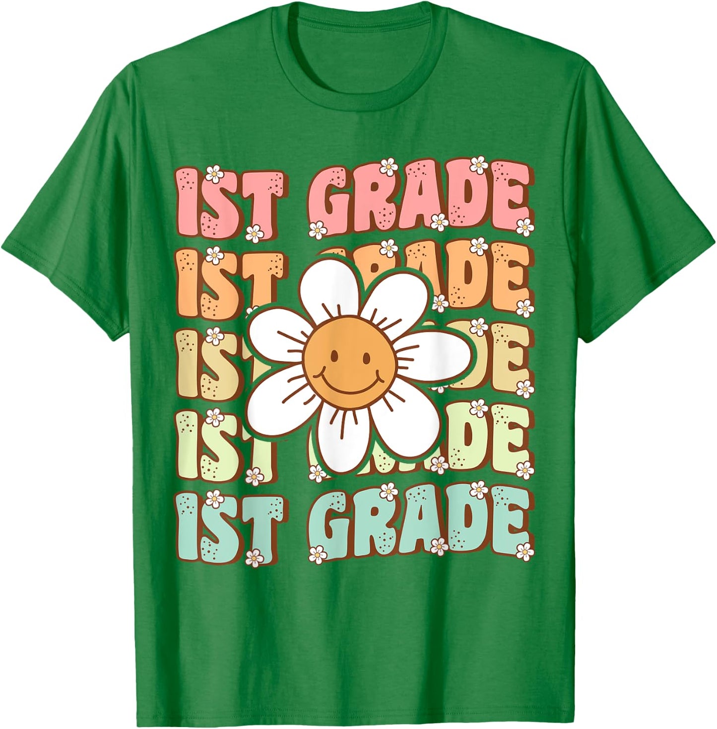 Groovy 1st Grade Back To School First Day of First Grade T-Shirt - T-Shirt | Irish Green