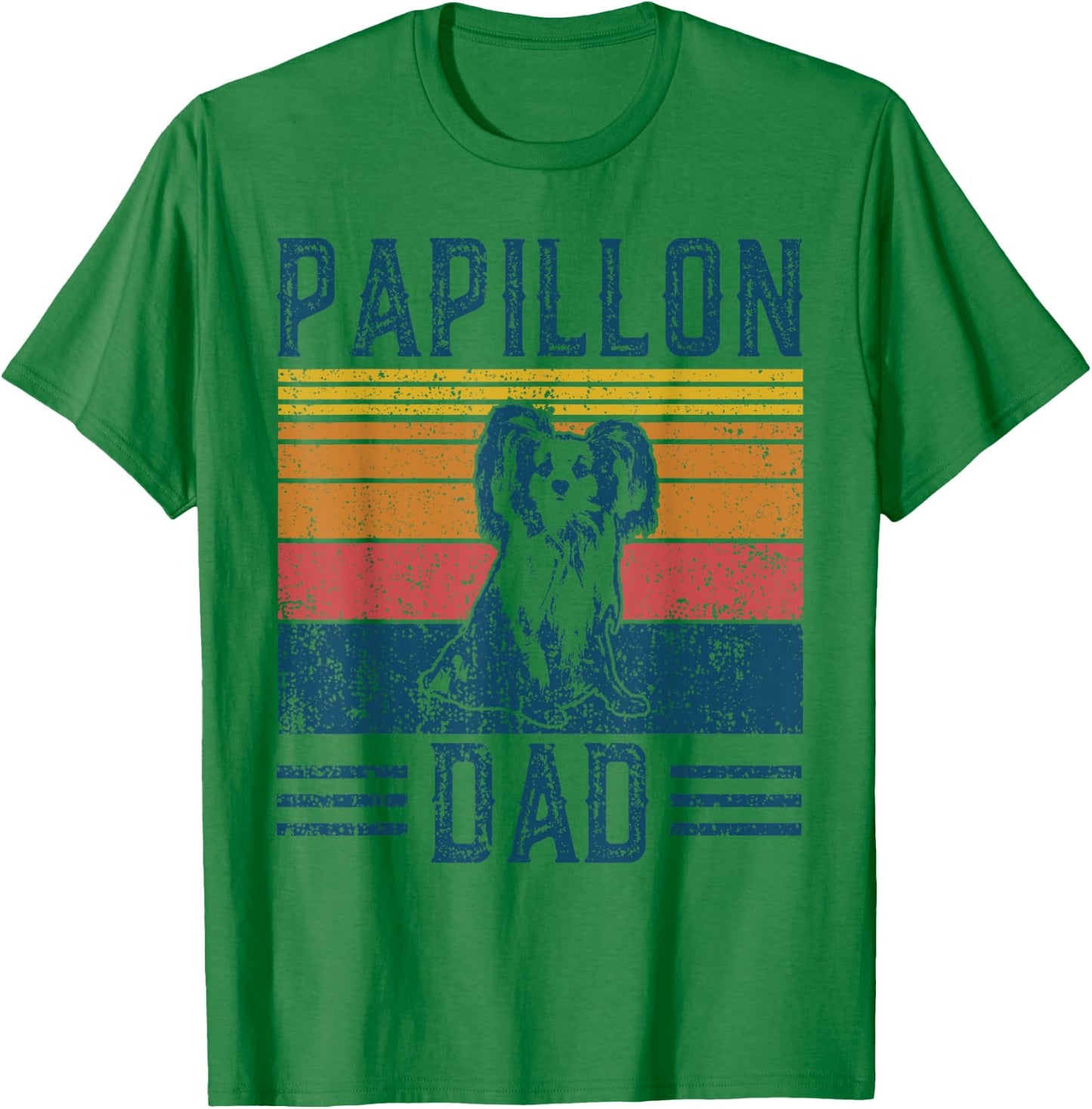 Dog Papillon Dad - Vintage Papillon Dad T-Shirt - T-Shirt | Irish Green