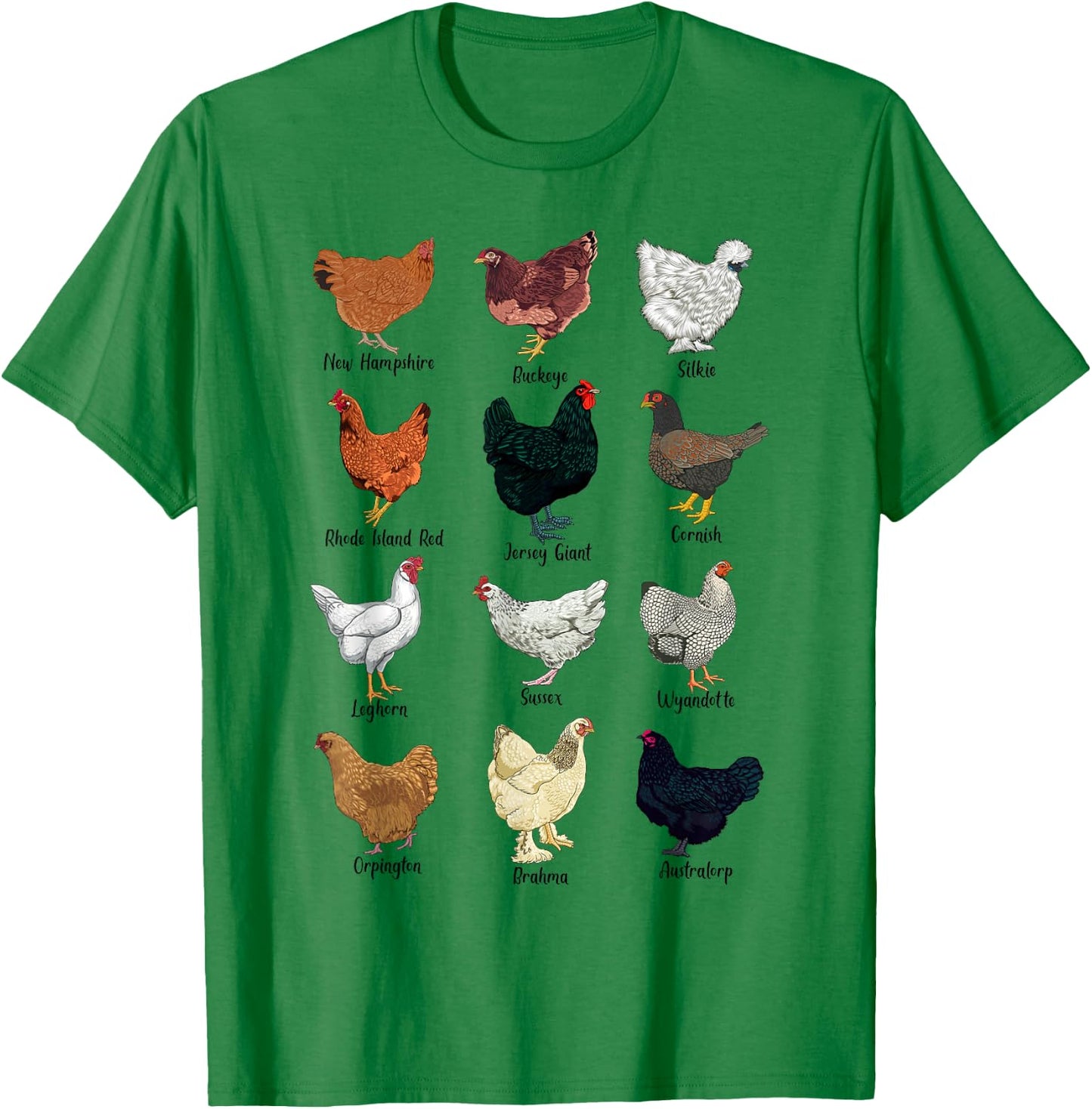 Various Chickens - Chicken Breeds T-Shirt - T-Shirt | Irish Green