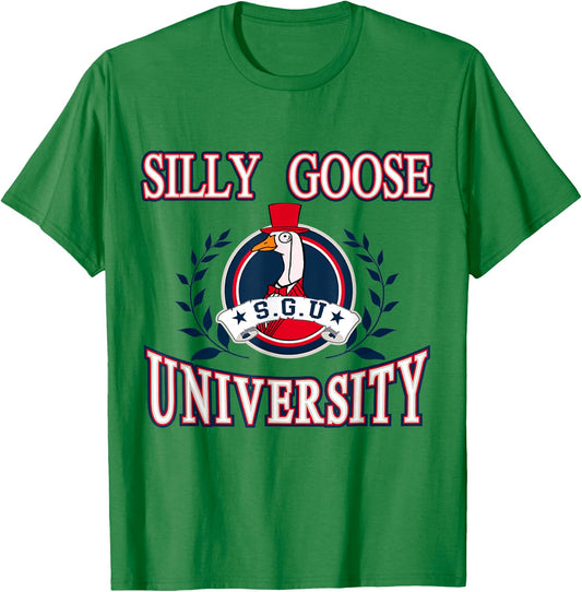 Silly Goose University Funny Meme T-Shirt - T-Shirt | Irish Green