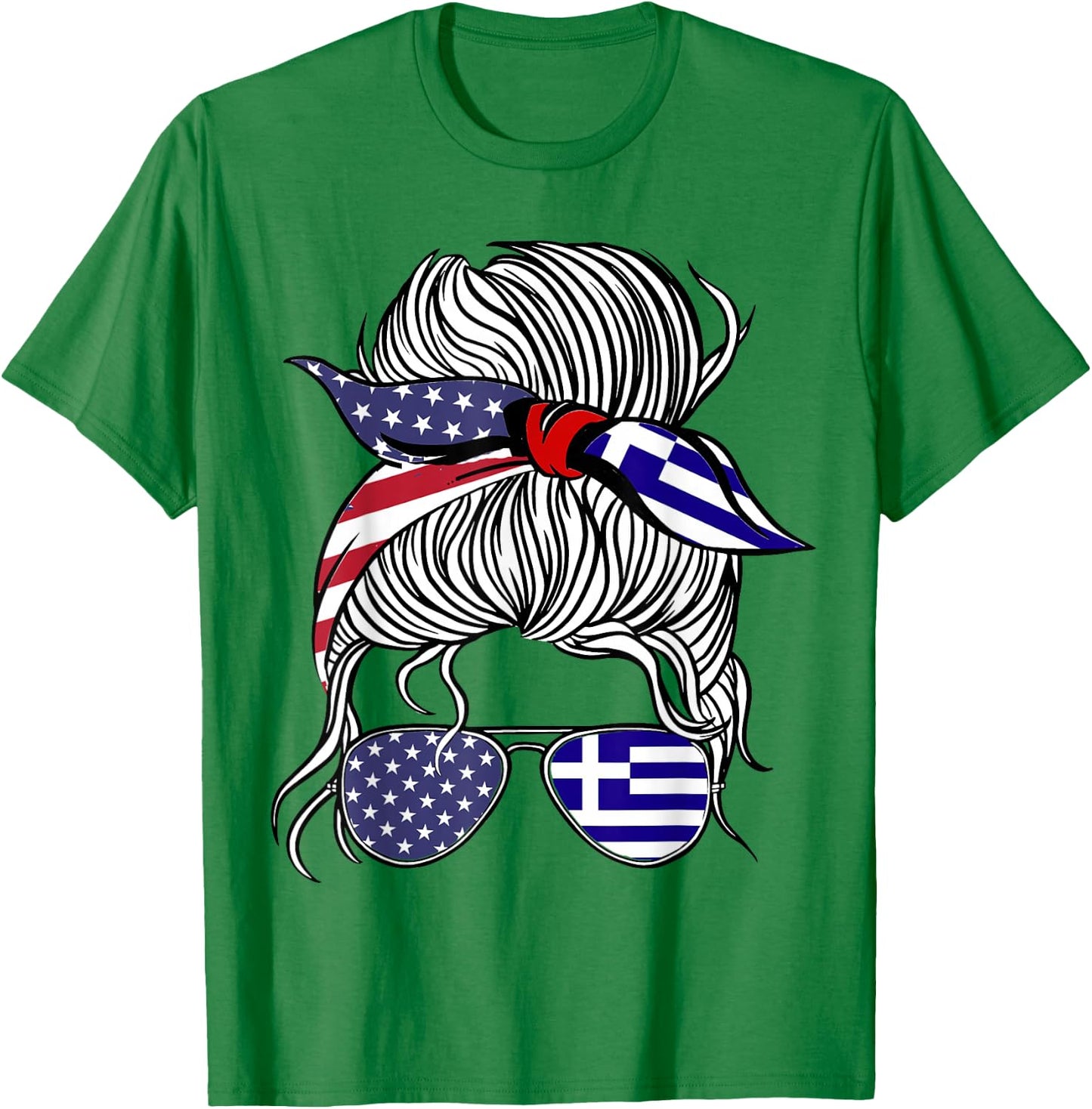 American Greek Patriot Flag Women Girl Greece Grown T-Shirt - T-Shirt | Irish Green
