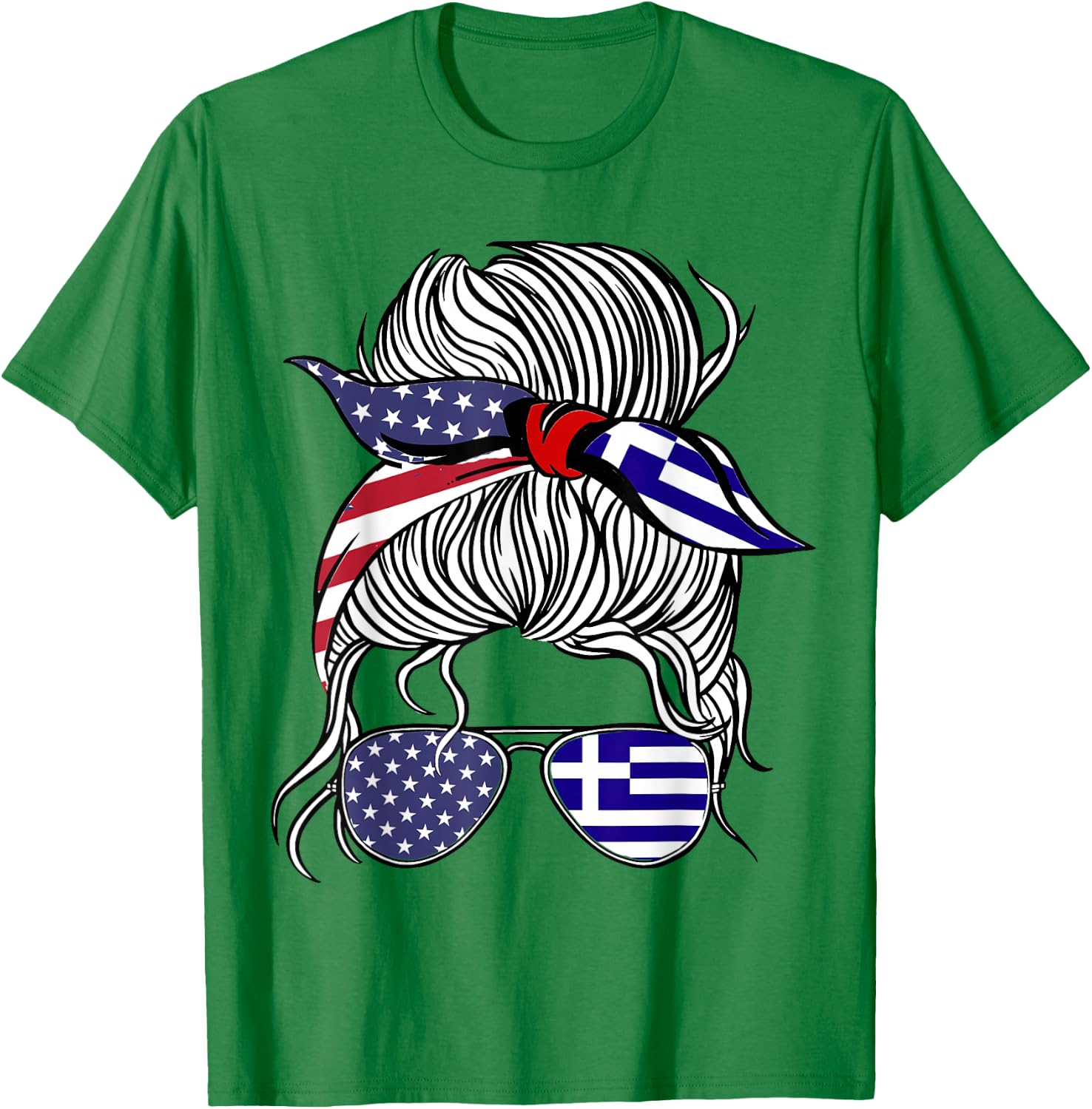 American Greek Patriot Flag Women Girl Greece Grown T-Shirt - T-Shirt | Irish Green