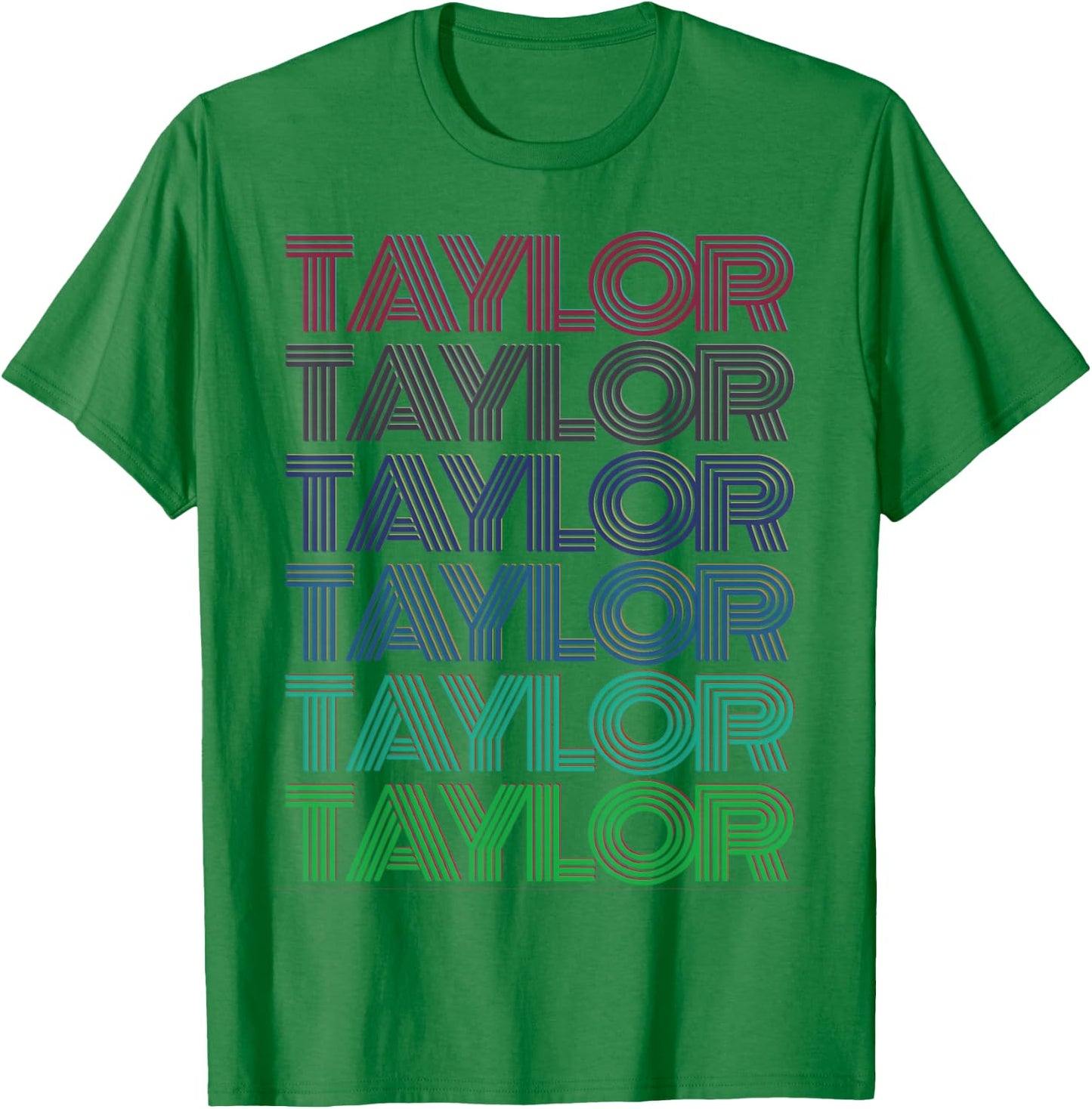 Girl Retro Taylor First Name Personalized Groovy 80's Pink T-Shirt - T-Shirt | Irish Green