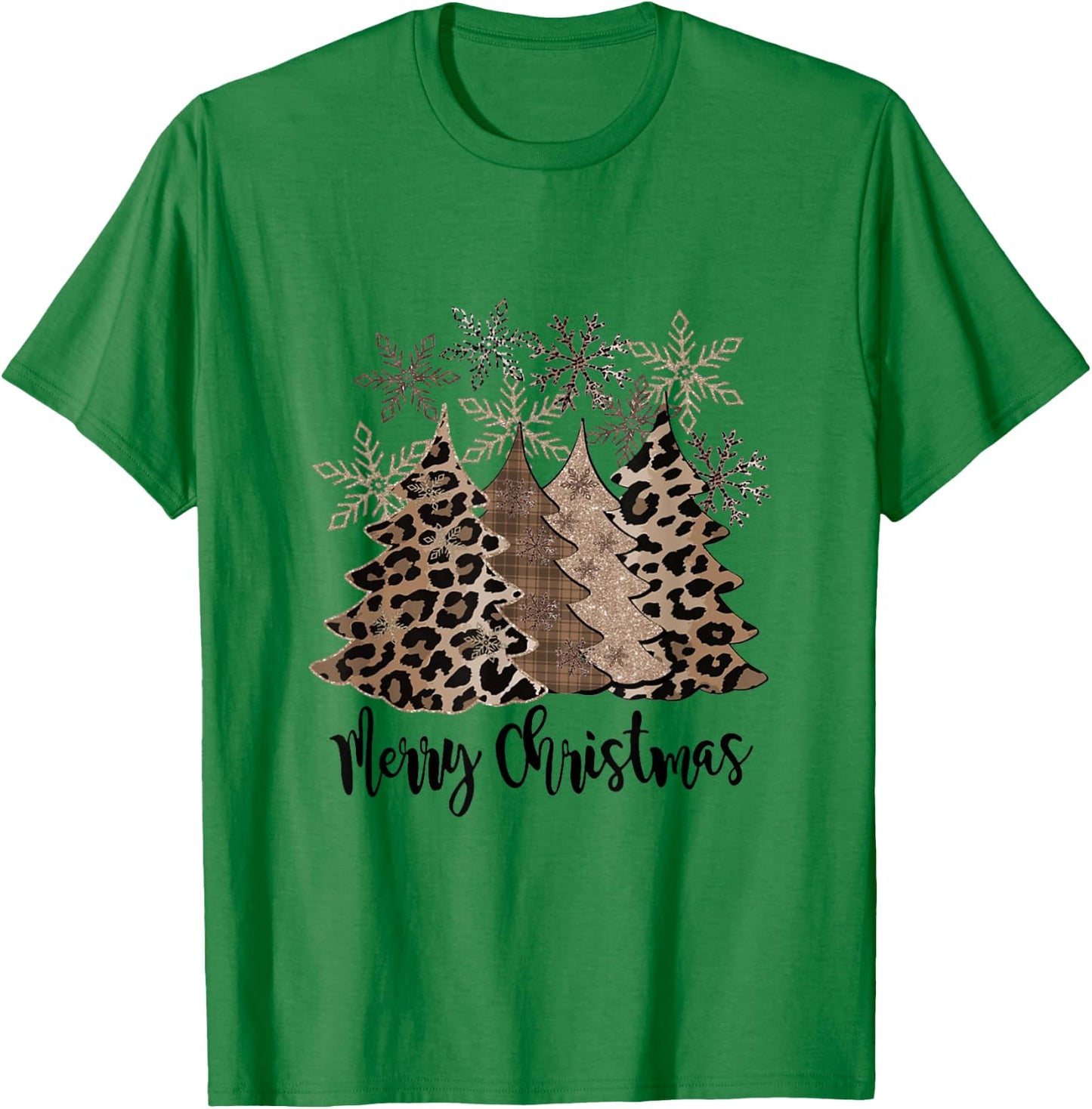 Merry Christmas Tree Buffalo Plaid Red White Green Christmas T-Shirt - T-Shirt | Irish Green