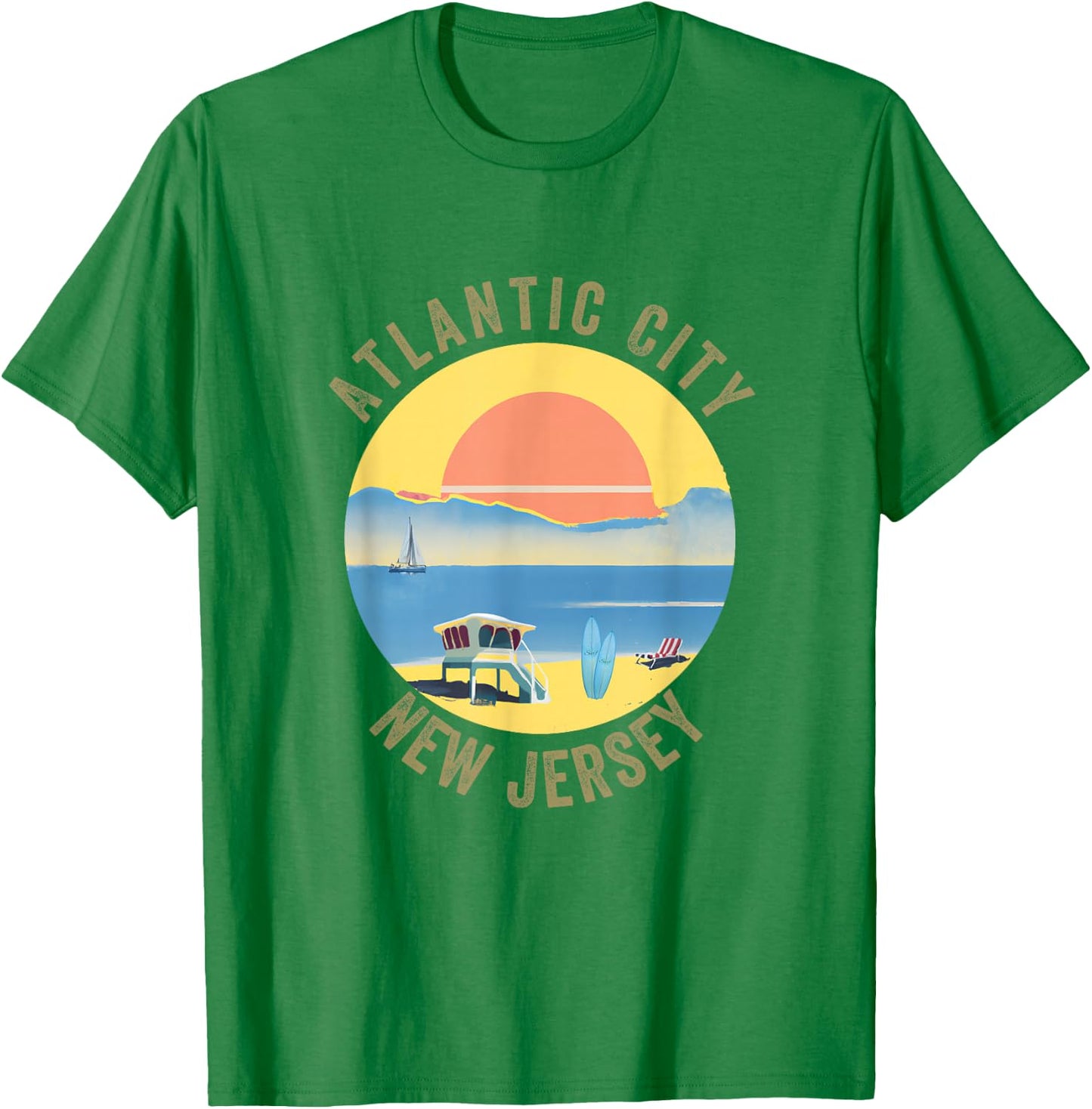 Atlantic City Souvenir Apparel - Retro Vintage Atlantic City T-Shirt - T-Shirt | Irish Green