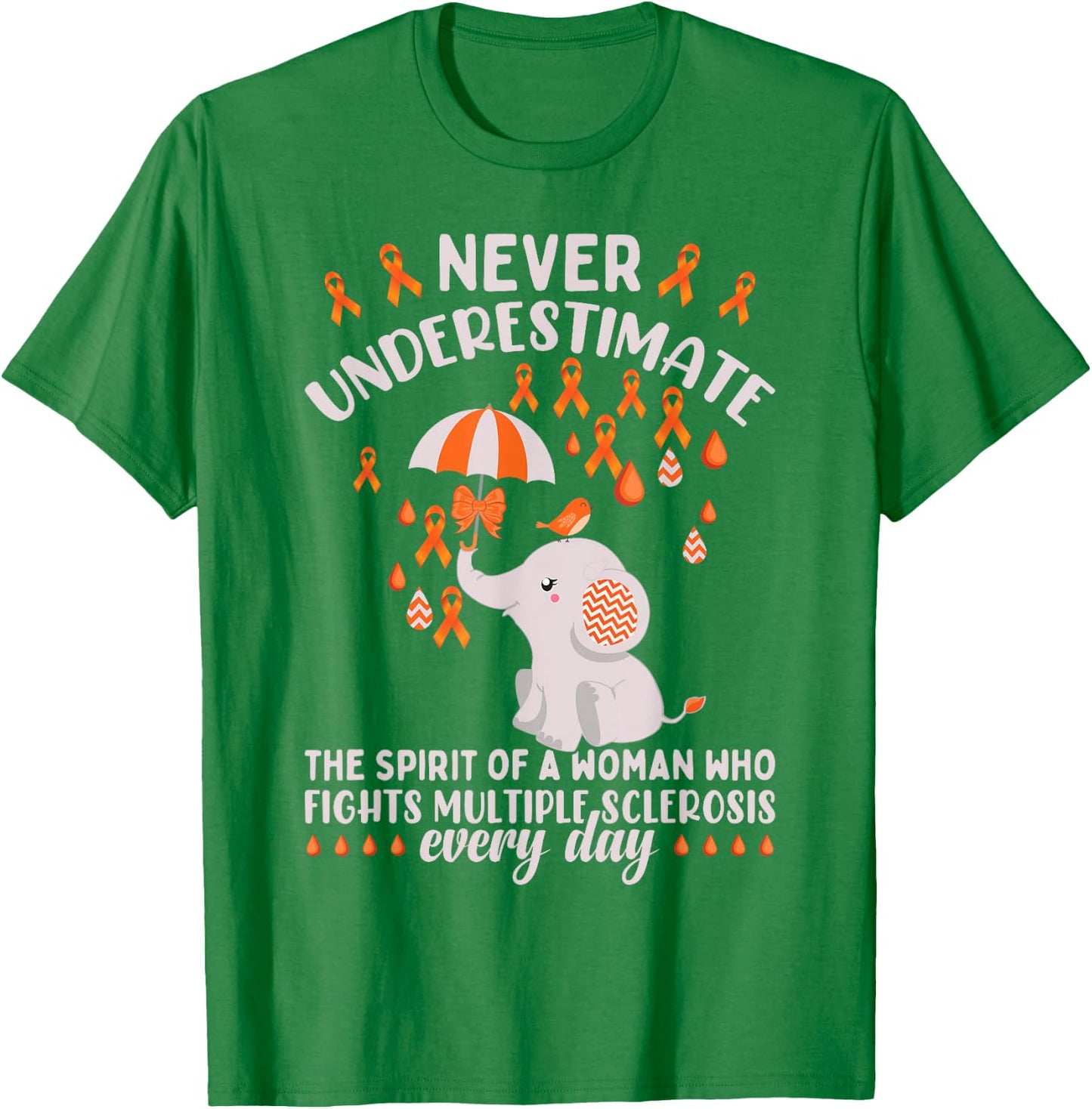 Multiple Sclerosis Awareness Month Cute MS Elephant T-Shirt - T-Shirt | Irish Green