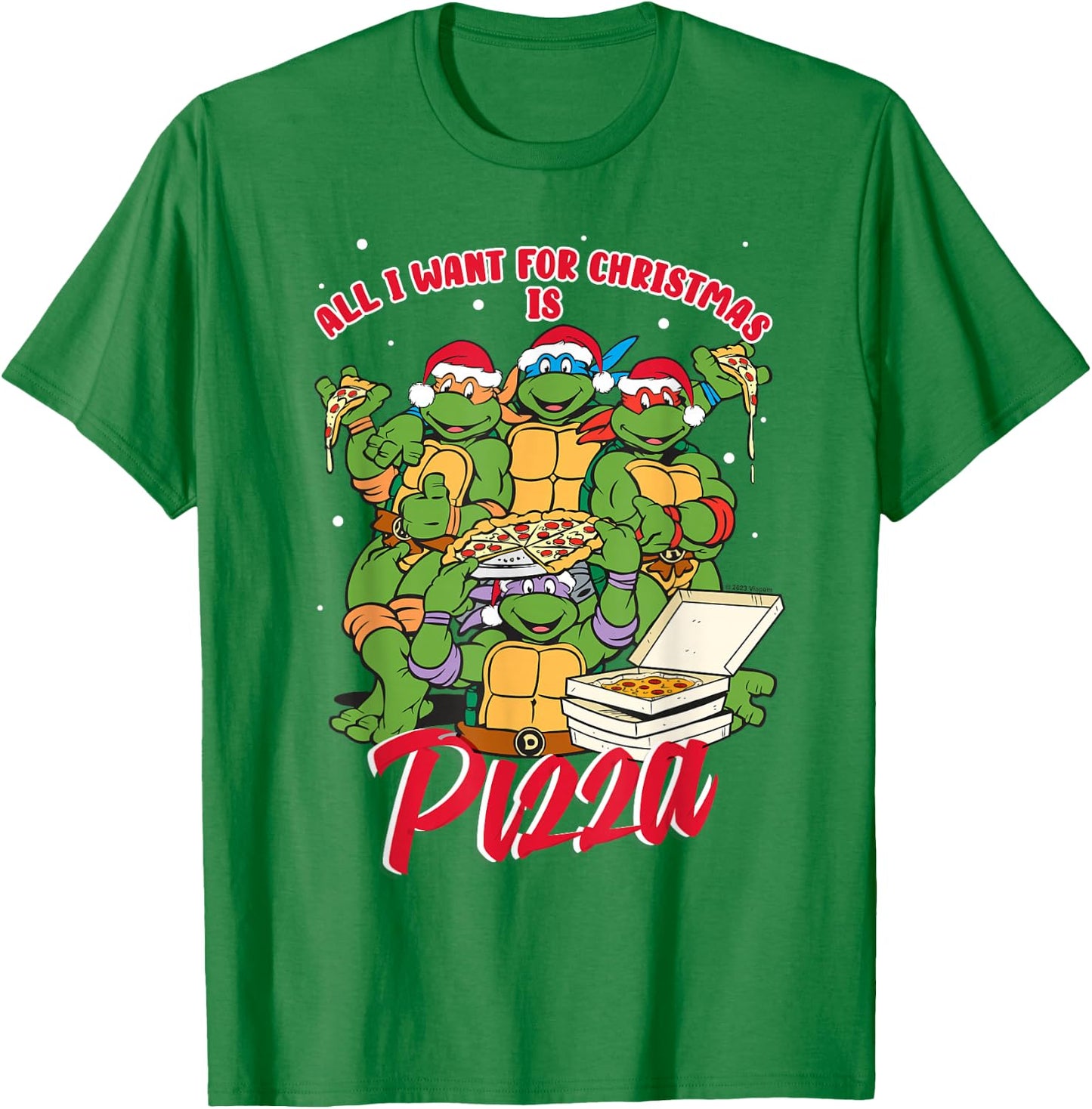Teenage Mutant Ninja Turtles Christmas Pizza T-Shirt - T-Shirt | Irish Green