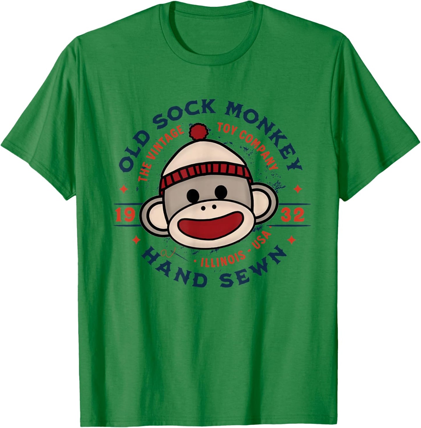 Old Sock Monkey Vintage Toy Company Logo Sock Monkey T-Shirt - T-Shirt | Irish Green