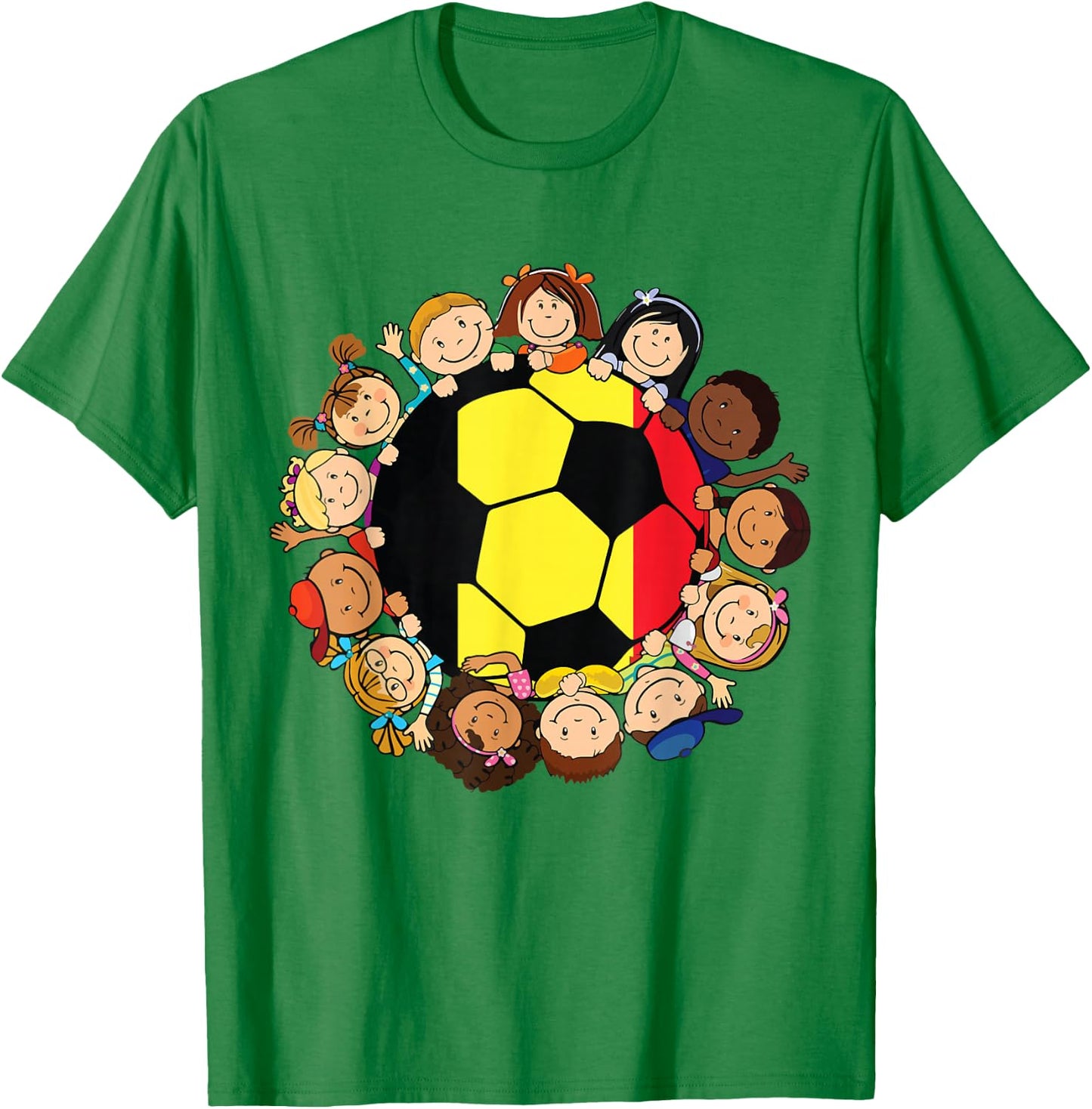Belgium Soccer Ball Kids Toddler Girls Around Belgian Flag T-Shirt - T-Shirt | Irish Green