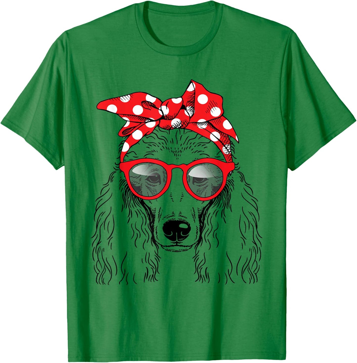 Poodle Dog Mom Bandana Sunglasses Mother's Day Men Women T-Shirt - T-Shirt | Irish Green