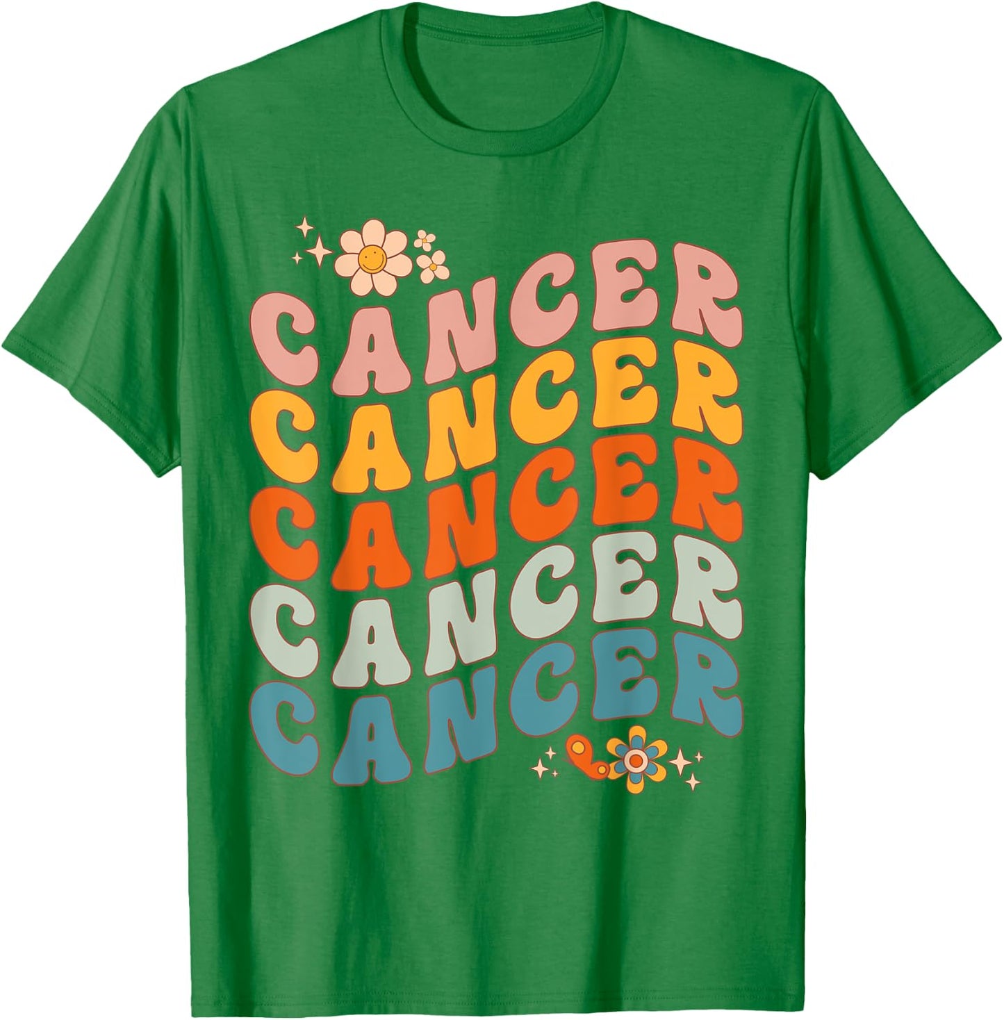 Cancer Groovy Retro Women Girls Birthday Zodiac Sign T-Shirt - T-Shirt | Irish Green