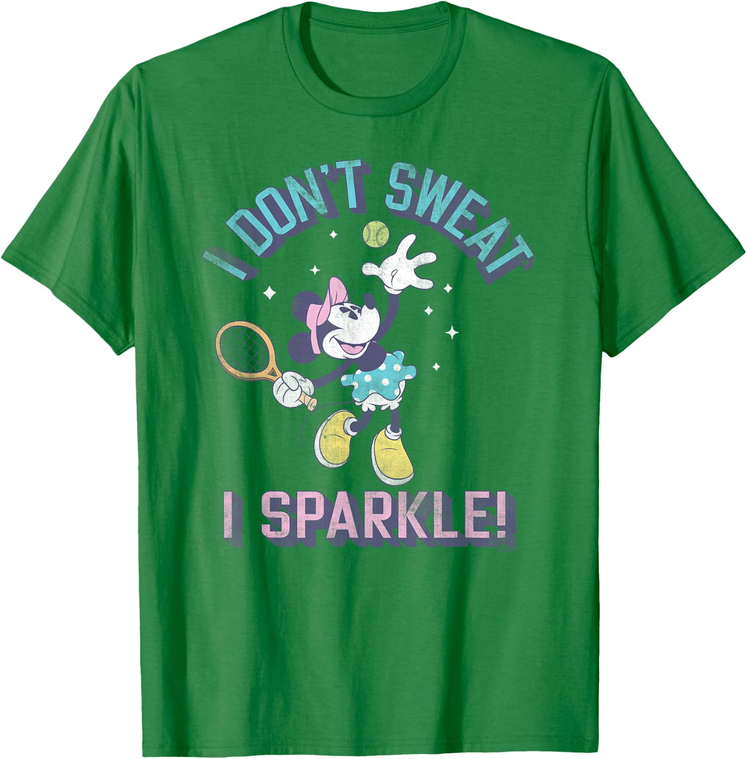 Disney Minnie Mouse Sports Tennis I Don't Sweat, I Sparkle! T-Shirt - T-Shirt | Irish Green