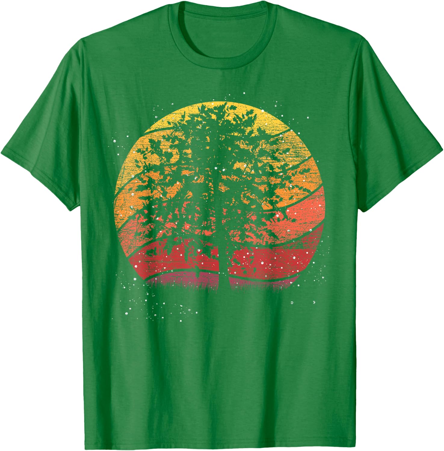 Retro Trees Outdoor Wild Nature Wildlife Forest T-Shirt - T-Shirt | Irish Green
