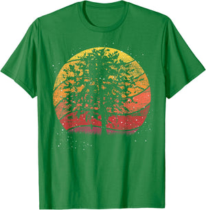 Retro Trees Outdoor Wild Nature Wildlife Forest T-Shirt - T-Shirt | Irish Green