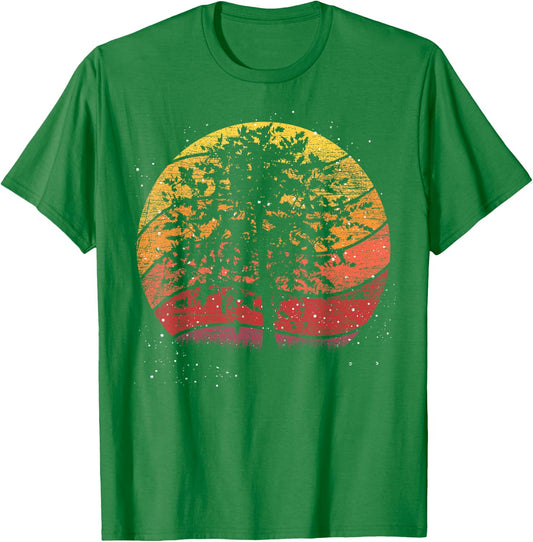 Retro Trees Outdoor Wild Nature Wildlife Forest T-Shirt - T-Shirt | Irish Green